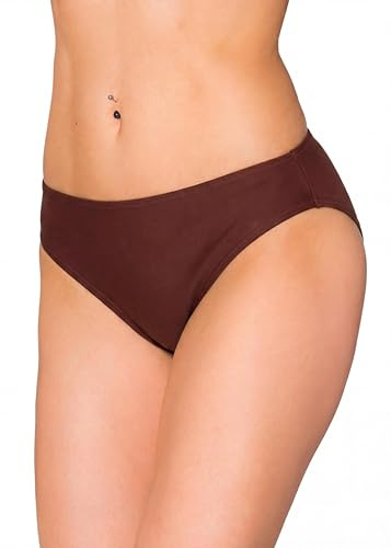 Aquarti Bikinihose Damen mit mittlerem Bund – Klassische Bikinihosen für Damen in Unifarben, Farbe: Schokoladenbraun, Größe: 38