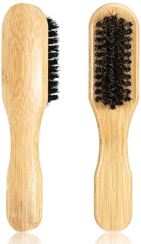 Sibba 2 Pack Boar Bristle Slick Back Hair Brush,Edge Brushe Teasing Brushe | Natural Soft Boar Bristle Hair Brush, for Women Men, Styling Accessories, for Teasing Sectioning Parting Backcombing