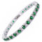 RIZILIA Eternity Tennis Bracelet [18cm/7inch] with Round Cut Gemstones CZ [Green Emerald] in 18K White Gold Plated, Simple Modern Elegance