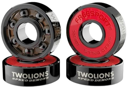 Twolions High Rev 608RS Hybrid Black Ceramic Bearings for Inline Skate or Skateboard or Scooter (Pack of 8)