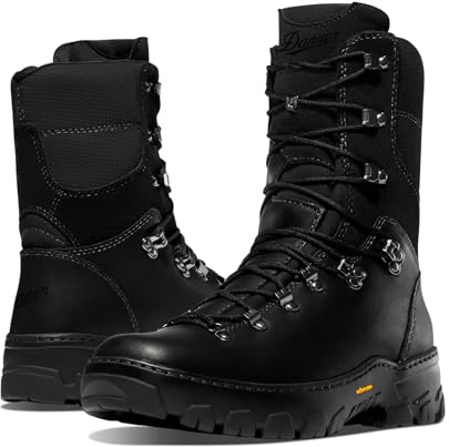 Danner 8 Wildland Tactical Firefighter Boots for Men & Women - Fire-Resistant Leather, EH-Rated, with Oil- and Slip-Resistant Outsole, Made in USA, Black Smooth Out - 11 EE