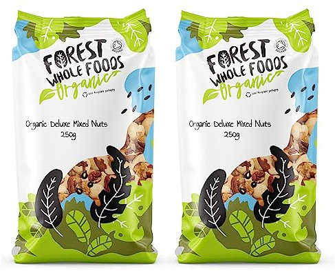 Forest Whole Foods Organic Deluxe Mixed Nuts (Brazil, Whole Cashews, Walnut Large Pieces, Pecan Large Pieces, Macadamia Halves 500g