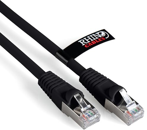 rhinocables CAT 6a Ethernet Cable | 10Gbps S/FT High-Speed & Large Bandwidth Data Transfer | Reliable LAN Network RJ45 Cable | Wi-Fi Broadband Cable for Seamless Gaming & Streaming (0.25m, Black)