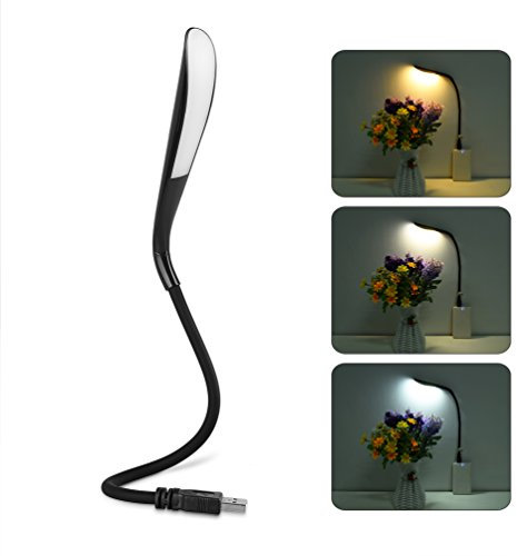LEDGLE Lampada di Lettura Lampada 3000-6500K dimmibile USB con 3 Livelli di luminosità e Braccio Flessibile Interruttore tattile Computer Portatile/PC（Aggiornamento）