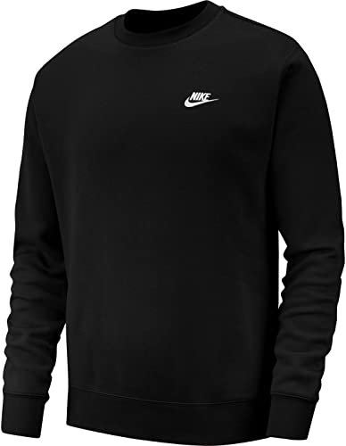 NIKE Men's Sportswear Club Long Sleeve Sweatshirt, Black/White, S UK