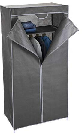 Spetebo Stoff Kleiderschrank grau 160 cm - Stoffschrank Faltschrank Campingschrank Faltkleiderschrank Garderoben Schrank