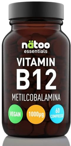 NÄTOO Vitamina B12 1000mcg ad Alto Dosaggio - 60 Compresse di B12 Vitamina contro Stanchezza ed Affaticamento - Metilcobalamina B12 per il normale funzionamento del Metabolismo Energetico - Vegan