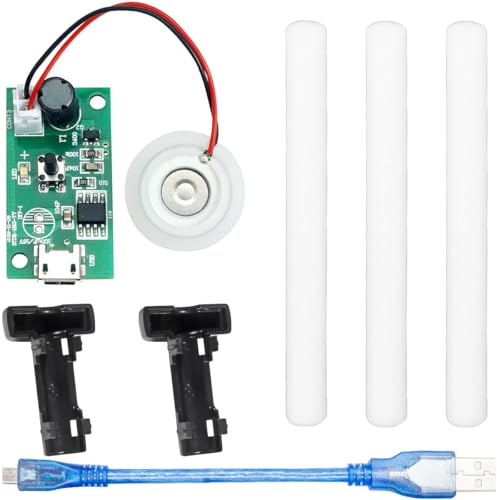 Youmile Luftfuktarmodul Micro USB, 20 mm 5 V kretskort atomiseringsmodul ultraljudsspridare dimmakare-drivrutin, med mikro-USB-kabelhållare 10 mm bomullspinnar