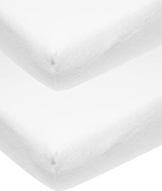 Meyco Baby Uni Molton Stretch Spannbettlaken 2er Pack für die Babywiege (Matratzenschoner, extra elastisch und atmungsaktiv, Bettauflage aus 80% Baumwolle, Maße: 40 x 80/90cm), Weiß