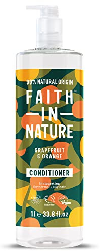 Faith In Nature 1L Natural Grapefruit & Orange Conditioner, Purifying for Oily Hair & Scalp, Vegan & Cruelty Free, No SLS, Silicones or Parabens, Family Sized