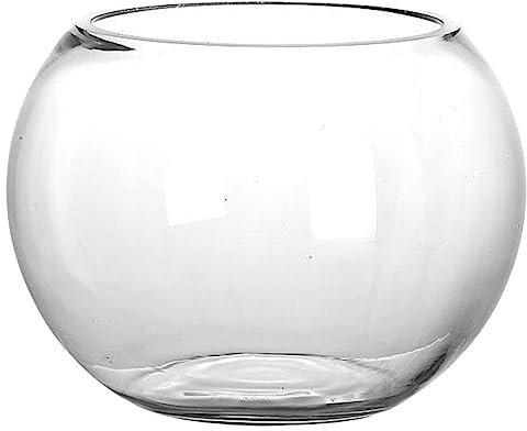 Operitacx Aquarium en Verre Décor Floral Grand Bocal À Poissons Rond Rouge Décor À Bulles Bocal À Poissons en Verre Table Vase Clair Petit Vase Rond
