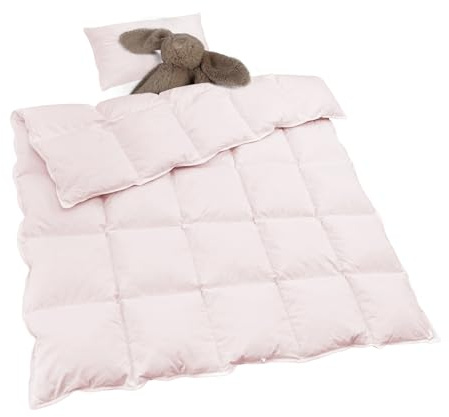 zzlamb Toddler Comforter Baby Down Blanket, Lightweight & Breathable Small Crib Quilt All Season Duvet Insert, Soft Brushed Noiseless Shell Down Proof Machine Washable, Cherry Pink 41x48in