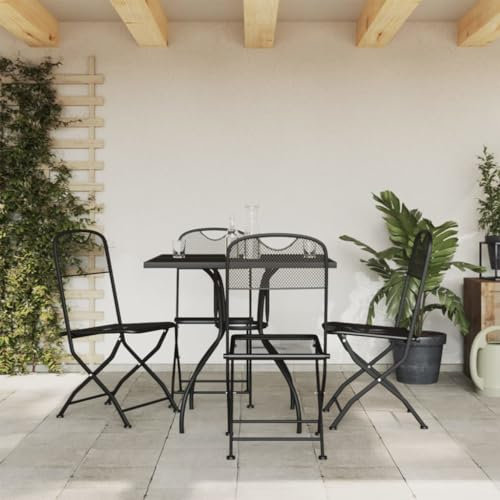Gartenmöbel-Set, 5-teilig, anthrazitfarbenes Metallgeflecht