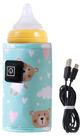 Calentador de botellas portátil, calentador de leche ajustable a 3 temperaturas, protectora de calentamiento rápido, accesorios de viaje para niños y niñas