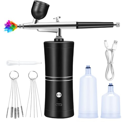 Kit Aérographe Sans Fil, Compresseur Portable, Rechargeable Aérographe Pour Maquillage, Décoration De Gâteaux, Nail Art, Modelage De Tatouage
