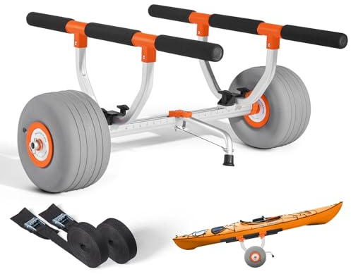 VEVOR Remolque Horizontal para Kayak, Remolque de Kayak 810 x 990 x 570 mm con Neumáticos Inflables de PU de 30,5 cm y 2 Correas Carga de 158 kg Carrito para Tabla de Surf de Remo, Kayaks, Canoas