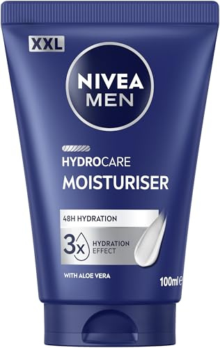 NIVEA MEN Hydrocare Facial Moisturiser XXL (100ml), Men’s Daily Face Cream, Moisturiser for Men with Aloe Vera and Pro-Vitamin B5, for Dry and Sensitive Skin