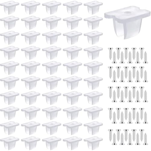 JYNXOR 50 Pièces Fixation Ruban LED, LED Néon Montage Clips Support Montage, Support pour Bandes, Inclure Vis pour 12mm à 14mm Silicone LED Néon Bande Lumineuse, Translucide, Blanc, avec 50 Vis