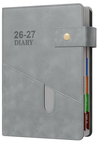 Academic Diary 2026-2027 Page A Day A5, July 2026 - June 2027, Button Strap 26-27 Mid Year Diary with Colorful Tabs, 400 Pages 80-gsm Paper, 2 Bookmarks, Front Pocket - 26-27 Planner for Teachers