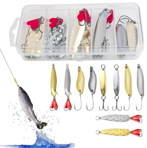 Generisk fiskesked, spoon, spinnblinkers – spinnbete med krok – saltvattensked, blinkers bete | För damm- och strandfiske i havet och surverk, sjö, flod, reservoarfiske och utomhusfiske