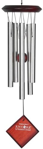 Woodstock Wind Chimes of Mars Chimes for Outside, 17 Silver Small Light Sound Wind Chime Décor for Outdoor Garden, Patio, Porch, Encore Collection