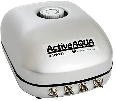 AAPA15L Active Aqua, 4 Outlets, 6W, 15 L/min Air Pump, Silver,Grey