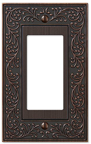 Amerelle 43RVB English Garden Wallplate, 1 Rocker, Cast Metal, Aged Bronze, 1-Pack