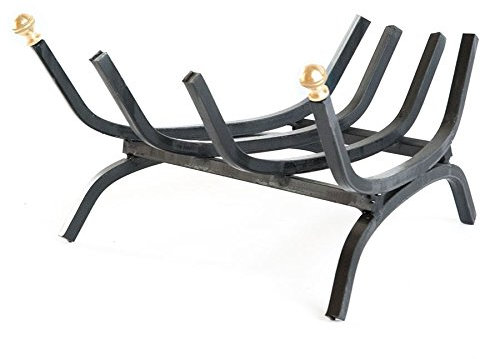 Brucialegna angolare per Camino caminetto in Ferro pomelli Ottone 36 cm