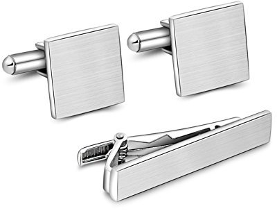 Merit Ocean Manschettenknöpfe Herren und Krawattennadel Set Silber Cufflinks Manschetten Knopf Edelstahl für Hemd Hochzeit Geburtstag Geschenk Valentinstagsgeschenk