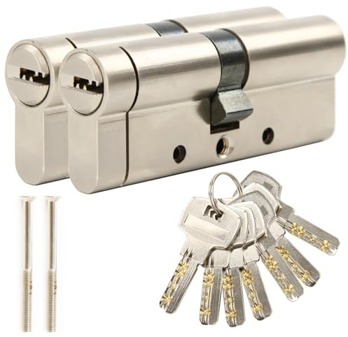 SEPOX® Brass Anti-Snap Euro Cylinder Lock 70mm (35/35) 2 Pack Keyed Alike | For UPVC Composite Front Door Patio. 2PK Keyed Alike Euro Cylinder Lock. Anti Drill Pick Bump Resistant Brass Barrel. 7 Keys