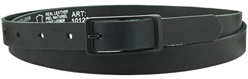Ledergürtel echt Leder, 2 cm breit, Damen Gürtel, Hüftgürtel, Jeansgürtel, Damengürtel, Casual, schmal, Schnalle, Jeans, Vascavi, Made in Germany (100 cm Gesamtlänge 115 cm, Schwarz)