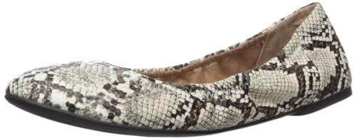 Amazon Essentials Women's Belice Ballet Flat, Black White Faux Snake Skin, 5 UK