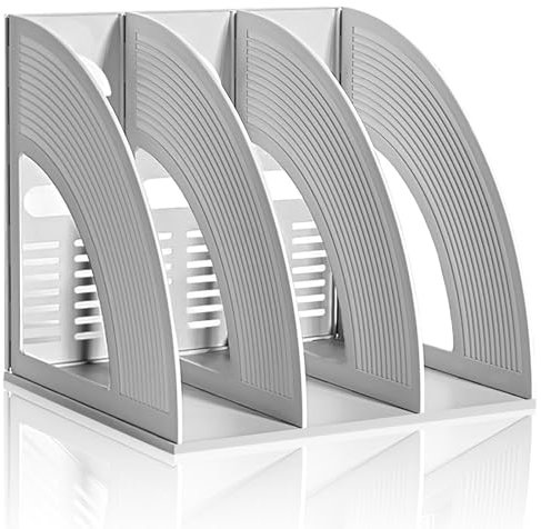KXF Arched File Organiser Desktop Organizer 3 Compartments for A4 Documents Magazine Holder Office Desk Storage Kitchen Organiser Plastic Bookshelf File Rack Dividers Frame Cabinet For Home School