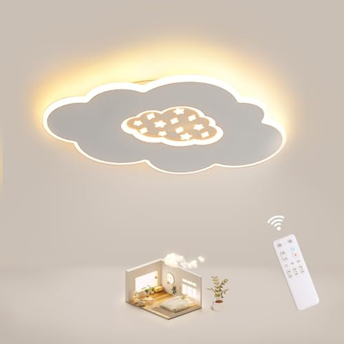 Baerolc Lámpara de techo, 24W 40CM Lampara infantil Techo Plafon Nubes LED Techo 3000K-6000K Regulable con Control Remoto Lámpara LED de Nubes para habitacion, Dormitorio, Estar Pasillo y Salón