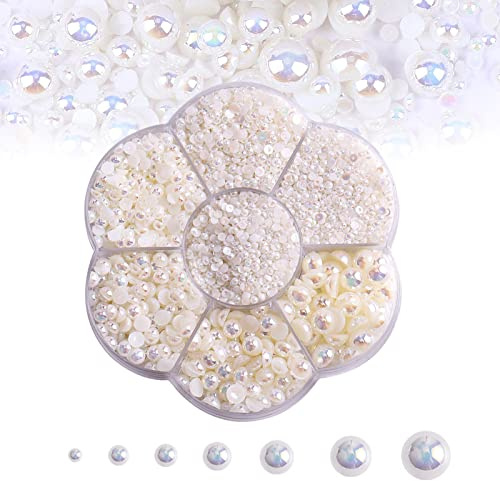 5600 perlas de imitación de parte trasera plana para manualidades, 7 tamaños para manualidades, manualidades, manualidades, joyería, zapatos, tazas, decoración del teléfono (02 AB beige)