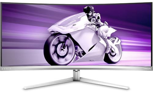 Philips Evnia 34M2C7600MV - 34 Inch Curved WQHD Gaming Monitor, Mini LED, VA, 165Hz, 2.5ms GTG, HDR 1400, Ambiglow, KVM, DTS Sound (3440 x 1440 @ 165Hz HDMI 2.1 / USB-C)