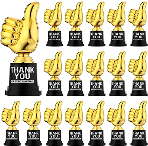 Fumete 30 Pcs 5 Inch Plastic Gold Trophy Award Thank You for Being Awesome Star Thumbs up Award Trophies Bulk Golden Trophies for Nurse Appreciation Week Graduation Employee(Thumbs up Style)