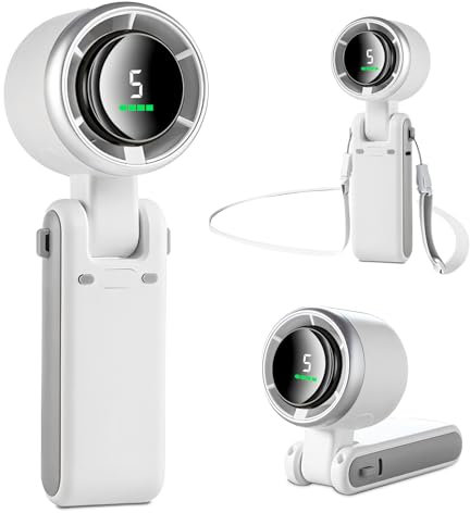 MERTTURM 3 IN 1 Mini Ventilator, Handventilator Turbo(12H Standby), Ventilator Klein & Tragbar mit 5 super starken Windstufen, Bürstenlosen Motor, Handventilatoren mit Akku Aufladbar für Outdoor
