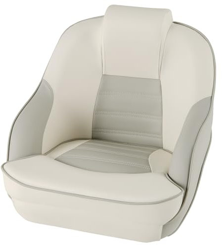 COSTWAY Bootssitz gepolstert, Bootsstuhl mit wasserdichtem PVC-Leder, dicker Schwammpolsterung und gebogener Armlehne, Steuerstuhl für Angelboot, Ausflugsboot, Motorboot, Kanu, 61 x 58 x 51 cm