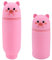 HEKOBAG Kawaii Federmäppchen 2 in 1 Stifteköcher Silikon Mäppchen Tier Kawaii Schlamppermäppchen Rosa Niedliches Stand up Federmäppchen Cartoon Bleistifthalter für Mädchen Schülerin Teenager Schule