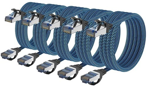 CABNEER 5 Stück 5x 2m LAN Kabel Netzwerkkabel CAT8 Ethernet Kabel, RJ45 Patchkabel 40Gbps 2000Mhz/s Gigabit, Hochgeschwindigkeit Internet Kabel Kompatibel für Router Modem Laptop PC
