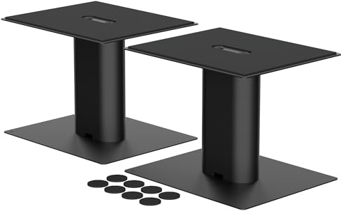 suptek Fristående högtalarstativ skrivbordssats, universella ljudhållare för dator- och bokhyllhögtalare, 20 x 16,5 cm, 2-pack, svart, SDM003MB