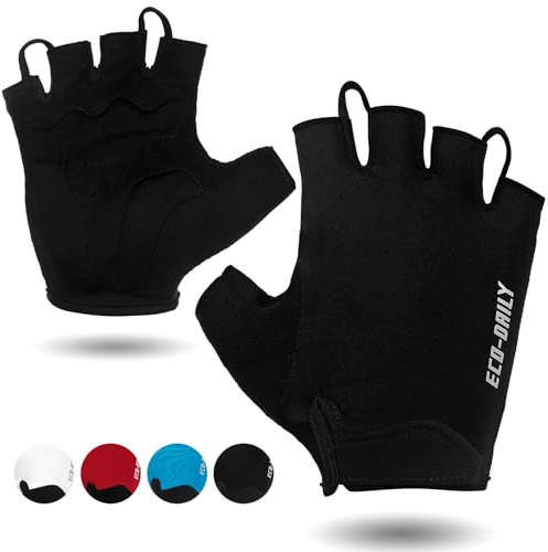 Eco-daily Cycling Gloves for Men Women Half Finger Mtb Mountain Bike Cycle Gloves Anti-Slip Shock-Absorbing Breathable, All Black L