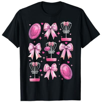 Discgolf - Cestino a disco da ragazza, motivo cocchetta, con fiocco, colore: Rosa Maglietta