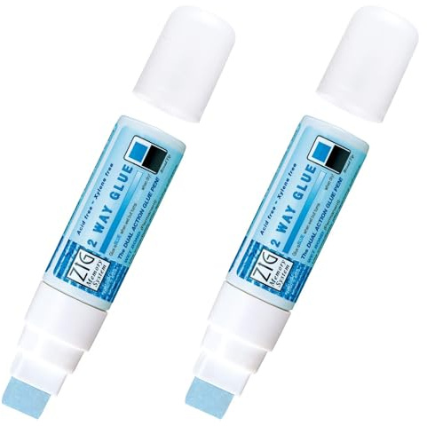 Kuretake Zig 2-vägs limpennor, 15 mm brädspets 2 st set, snabbtorkande flytande pinne märkpenna för konstnärer, hantverk, scrapbooking, presentkort, kalligrafi, tillverkad i Japan