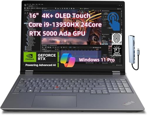 Lenovo ThinkPad P16 Gen 2 Workstation 16 (3840x2400) 4K+ OLED Touch Core i9-13950HX 128GB RAM 4TB SSD, RTX 5000 Ada 16GB AI GPU Win 11 Pro (Renewed)