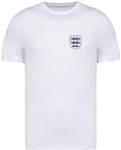 Cyclops Print England 3 Lions T-Shirt, White, 100% Cotton, Small Crest Motif, Sizes Small to 3XL