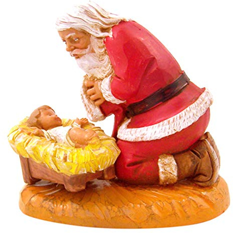 Fontanini by Roman Inc., Kneeling Santa, 5 Specialty Figures Collection, Nativity Figure and Accessories, Hand Sculpted and Painted