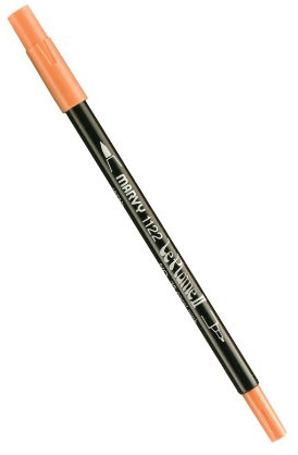 Uchida 1122-C-35 Marvy Extra Fine Tip Le Plume II Double Ender Marker Pen, Coral Pink