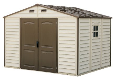 Woodside 10 x 8 Vinyl-Lagerschuppen mit Foundation und drei feste Fenster